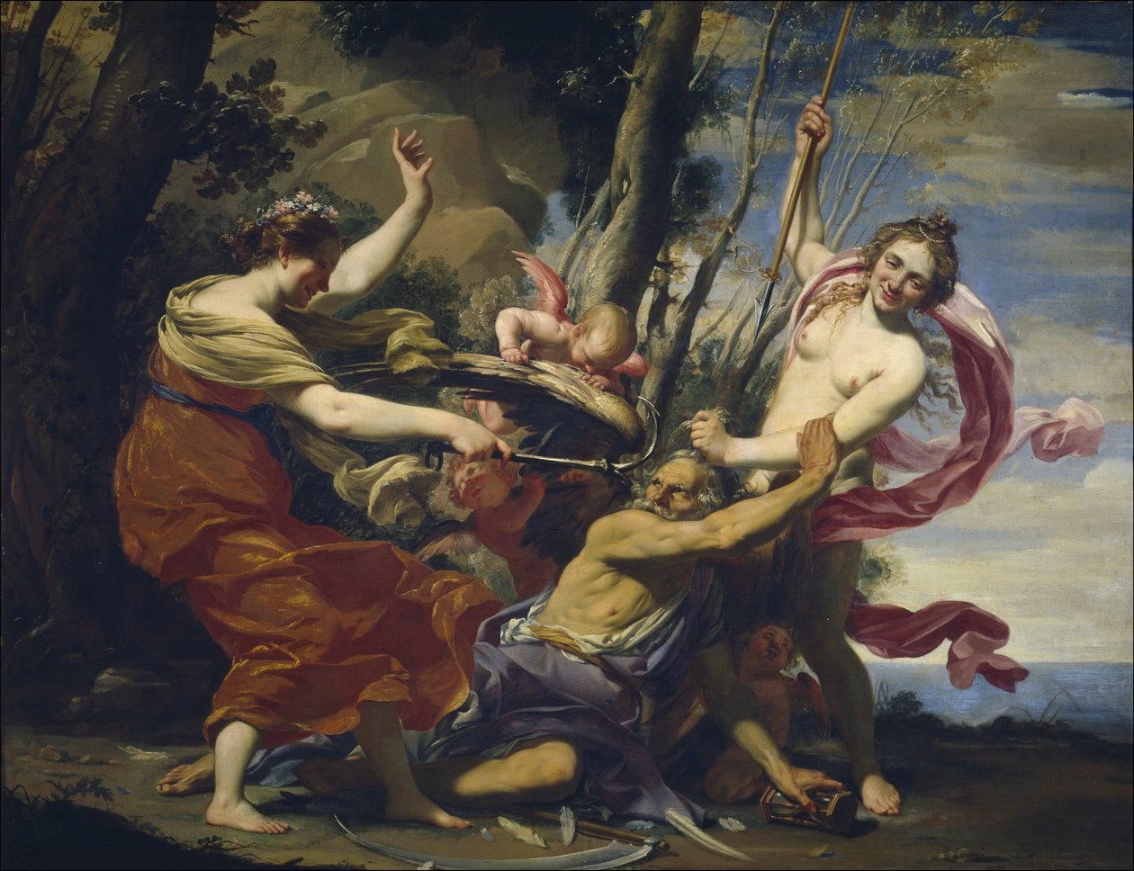 Father Time Overcome by Love, Hope and Beauty, 1627 by Simon Vouet
