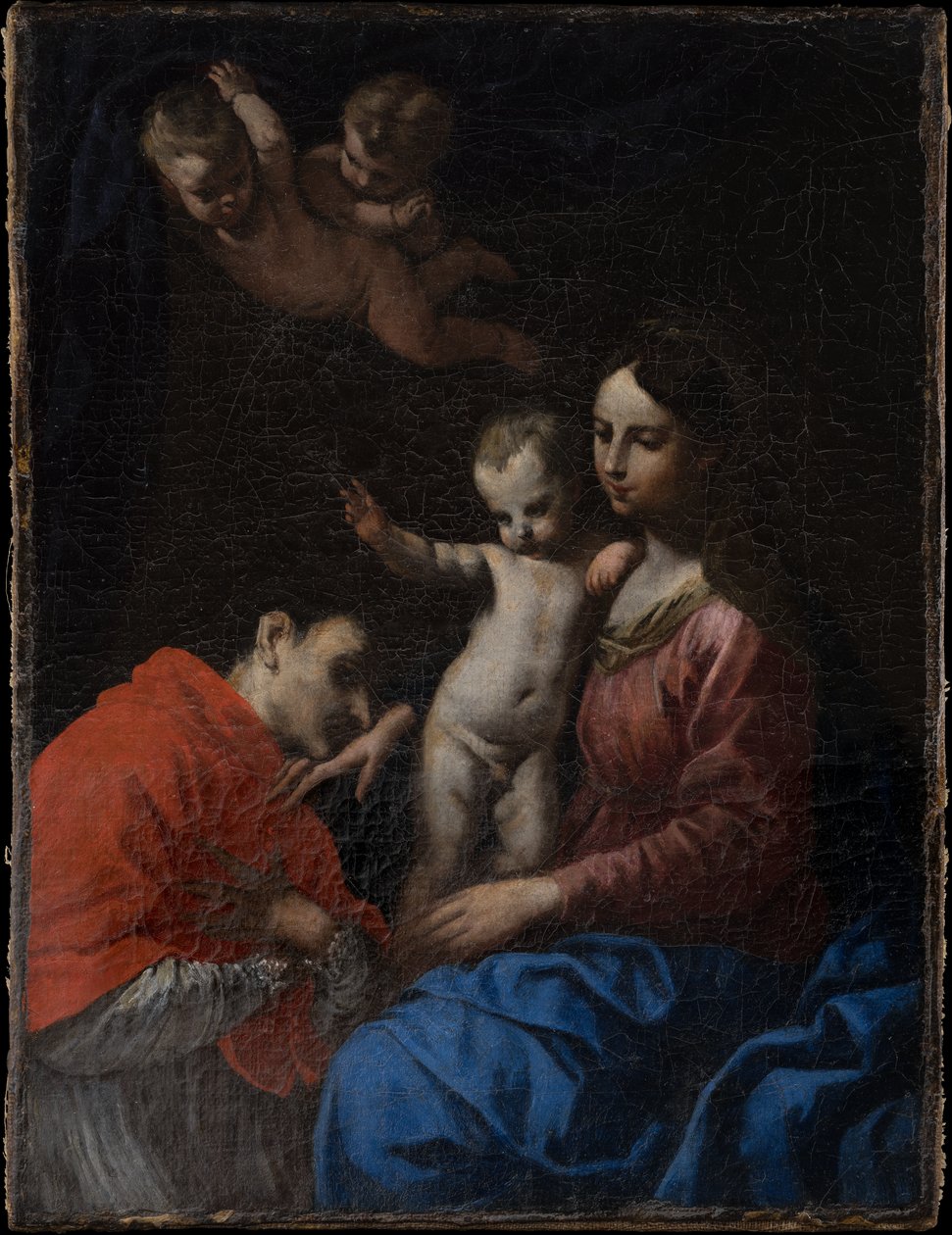 Madonna and Child, Worshipped by St Carlo Borromeo by Simone Cantarini