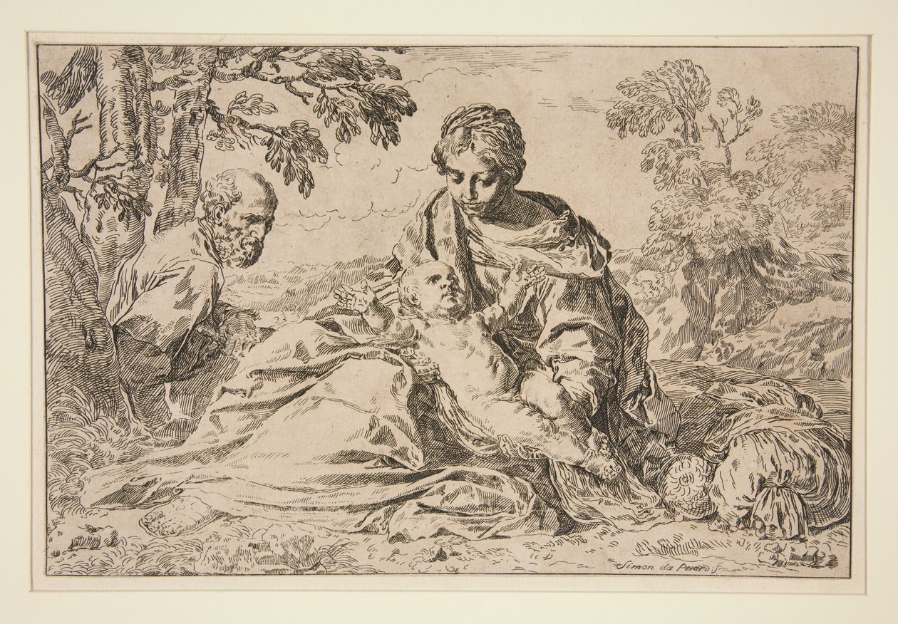 Rest on the Flight into Egypt by Simone Cantarini