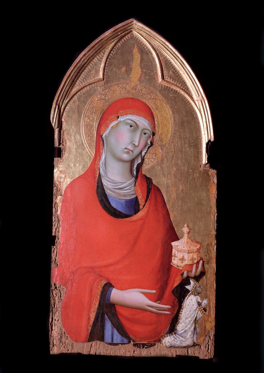 Orvieto Polyptych, Mary Magdalene and the Donor by Simone Martini