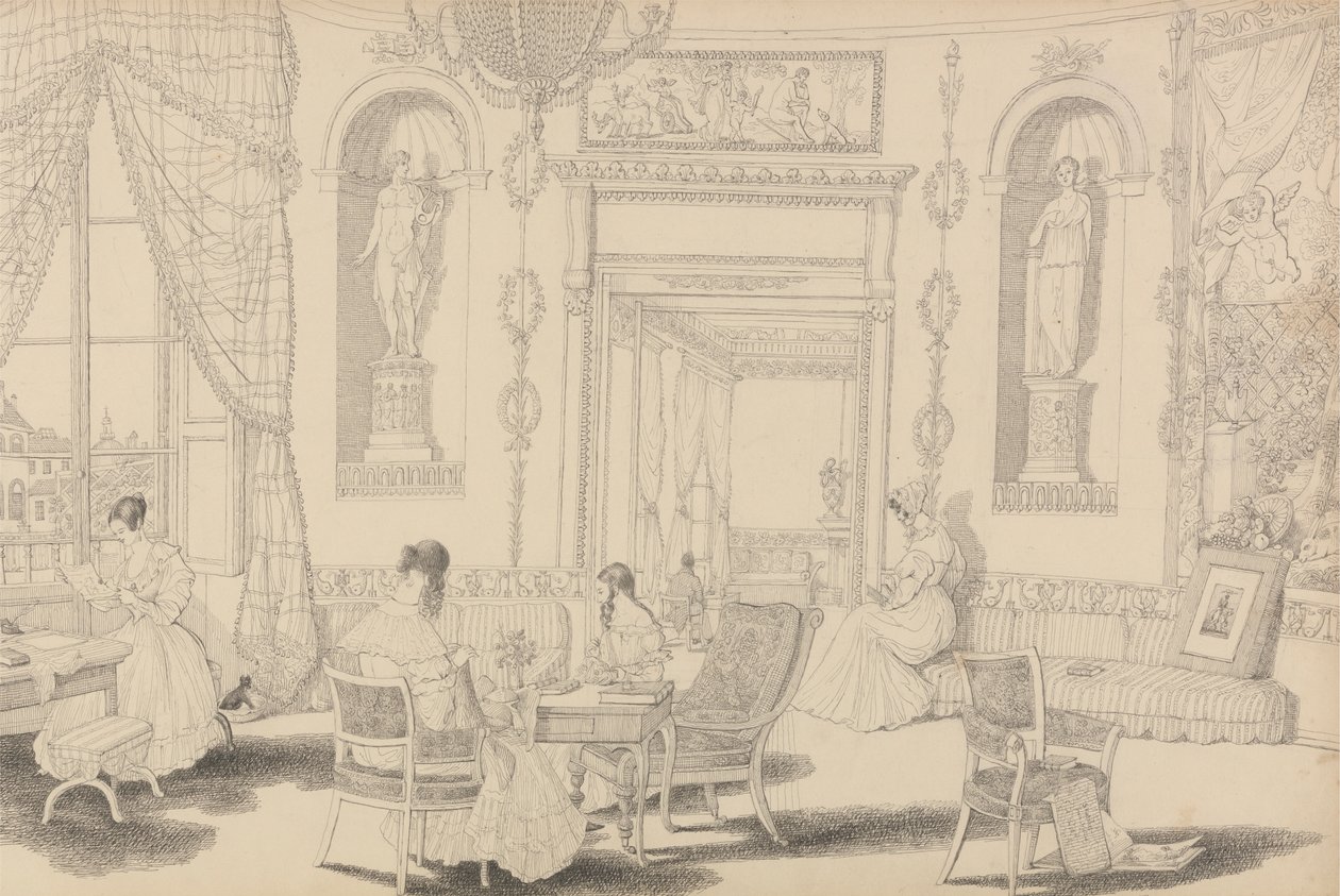 Album of 30 Views in the Tyrol and Italy: Circular Boudoir in Casino Pecori 10th October 1841 by Sir Charles D
