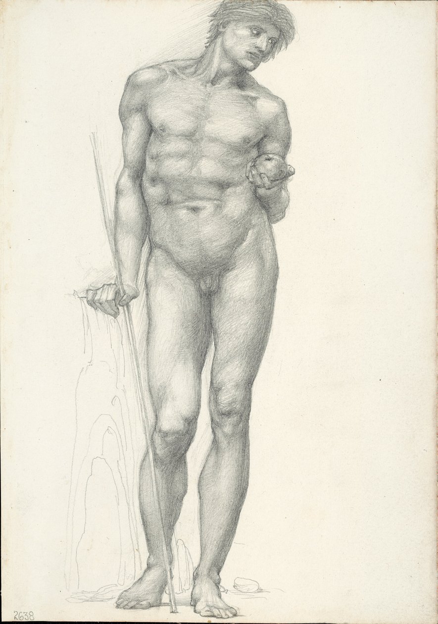 Paris with Golden Apple in Left Hand, for the Troy Triptych (sketchbook #2638) by Sir Edward Burne Jones