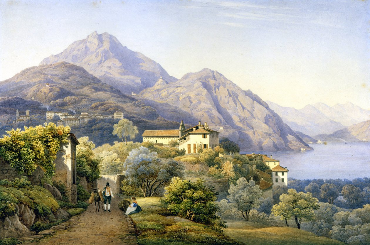 Como. Menaggio. Loveno and Mount Groma (1840) by Solomon Corrodi