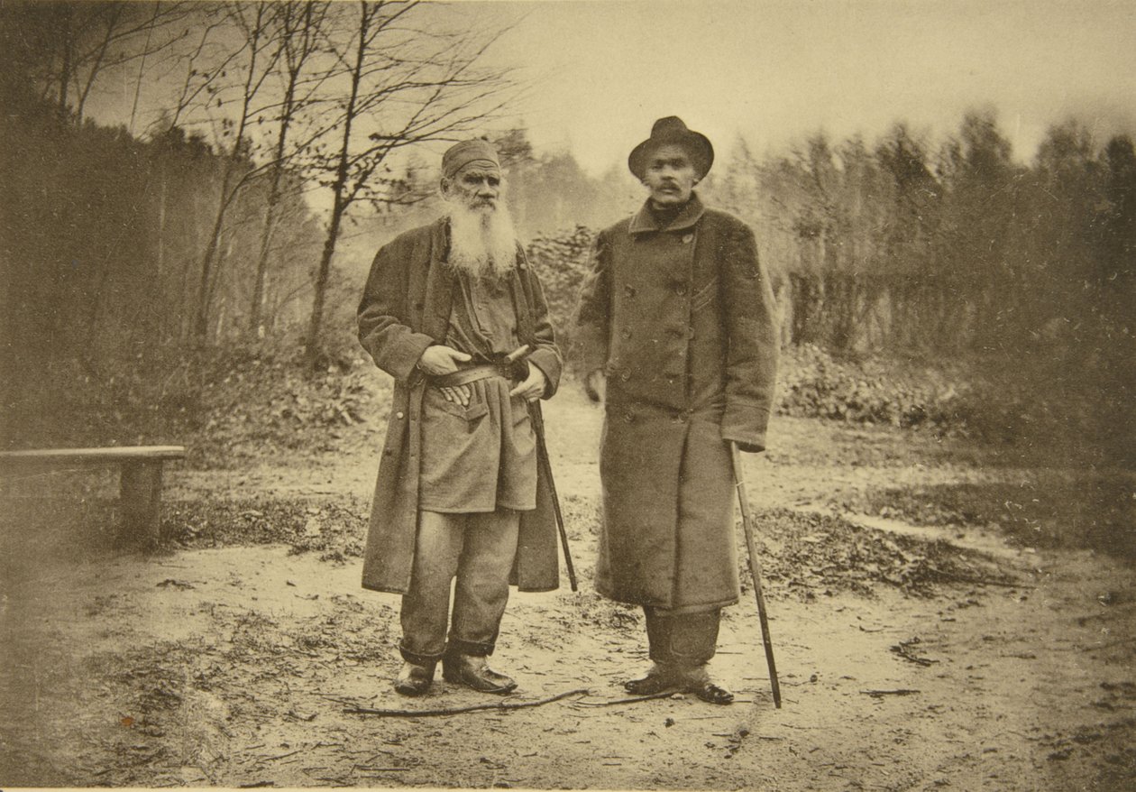Leo Tolstoy and the author Maxim Gorky by Sophia Andreevna Tolstaya