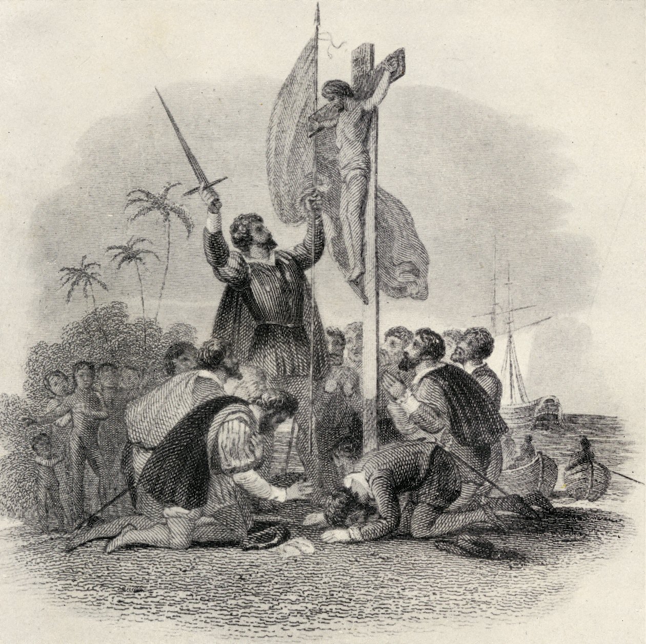 Columbus (1451-1506) Landing in the New World, illustration in 