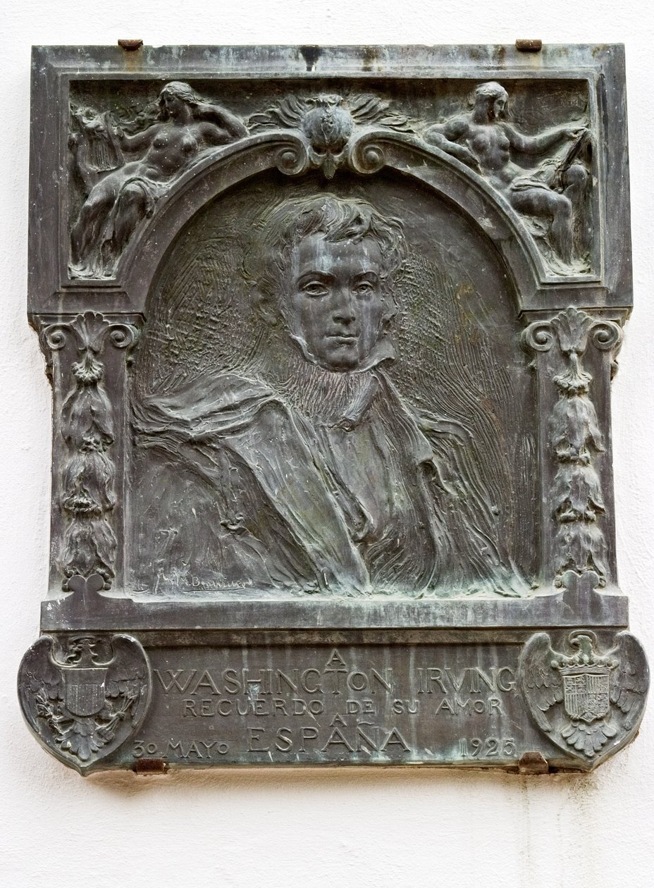 Plaque Commemorating the Life of Washington Irving and His Love of Spain by Spanish School
