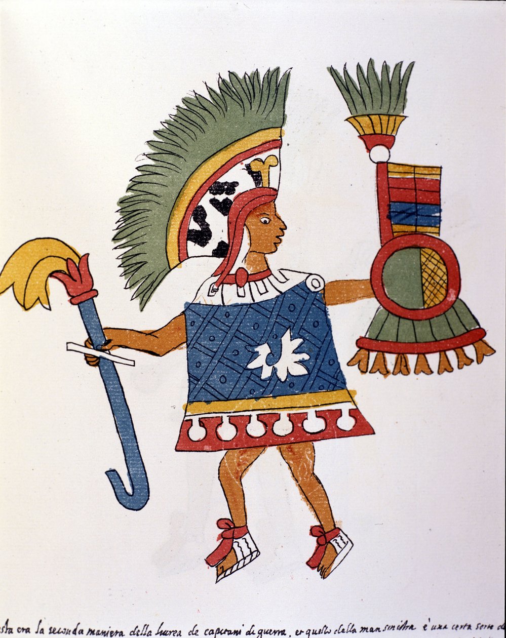 Aztec Warrior in Codex Vaticanus 3738. Facsimile of the Manuscript by Dominican Pedro de los Rios, Between 1570 and 1589, Bibl. Vatican by Spanish School
