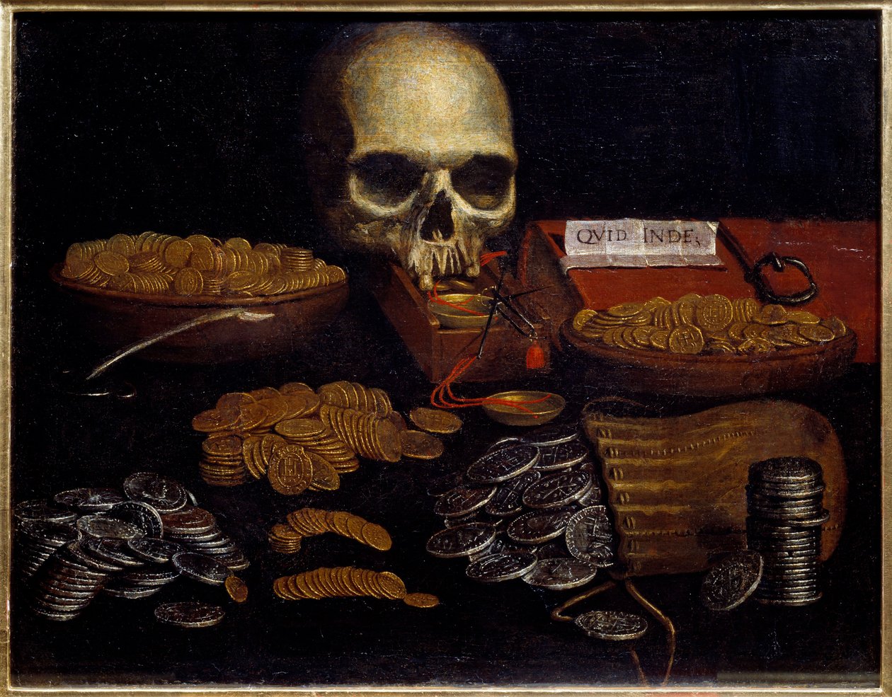 Vanity Allegory of passing time and death, wealth and human pleasures by Spanish School
