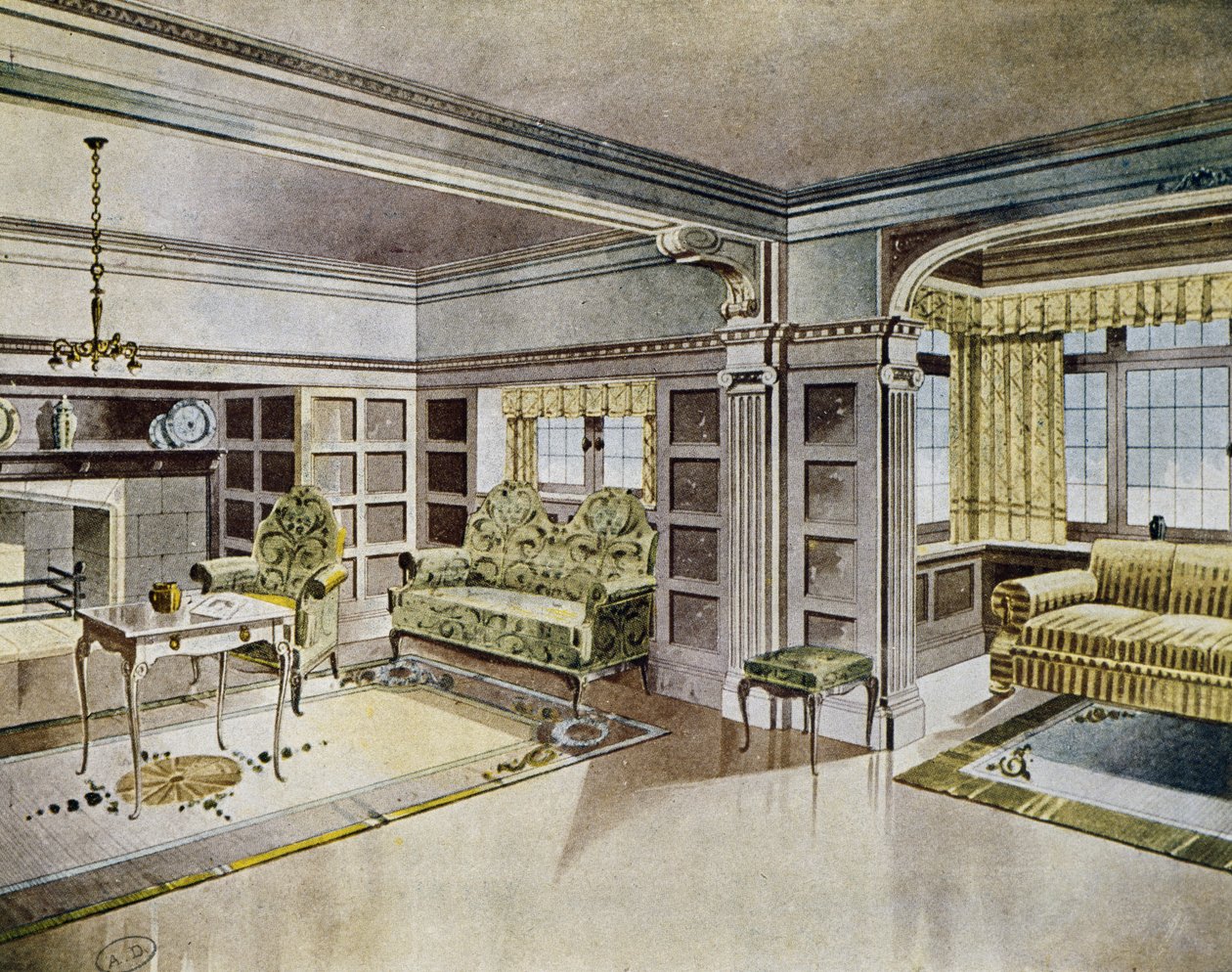 Design of Sitting Rooms, Circa 1900 by Spanish School