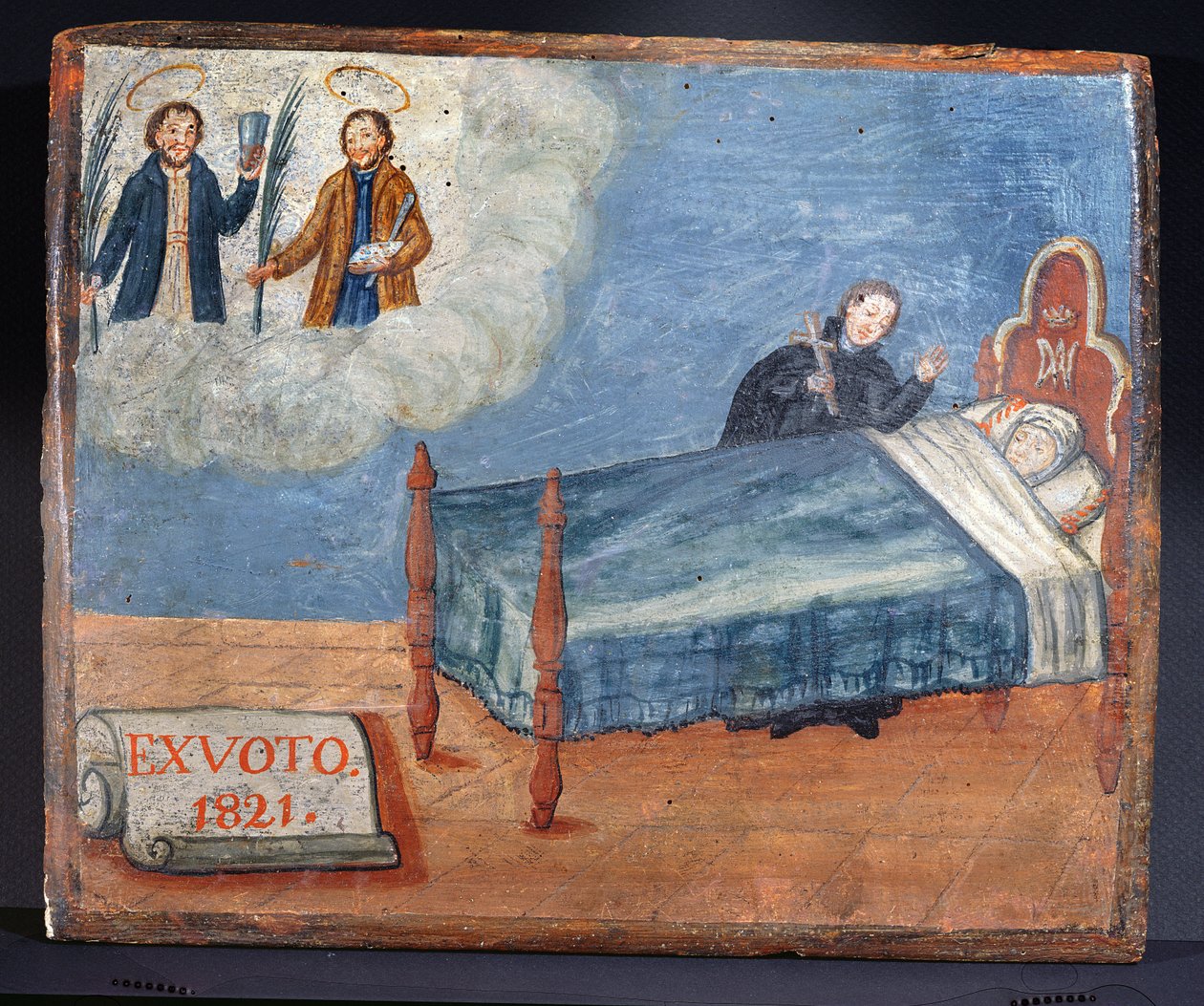 Ex Voto dedicated to SS. Cosmas and Damian in gratitude for the healing of a sick woman, 1821 by Spanish School