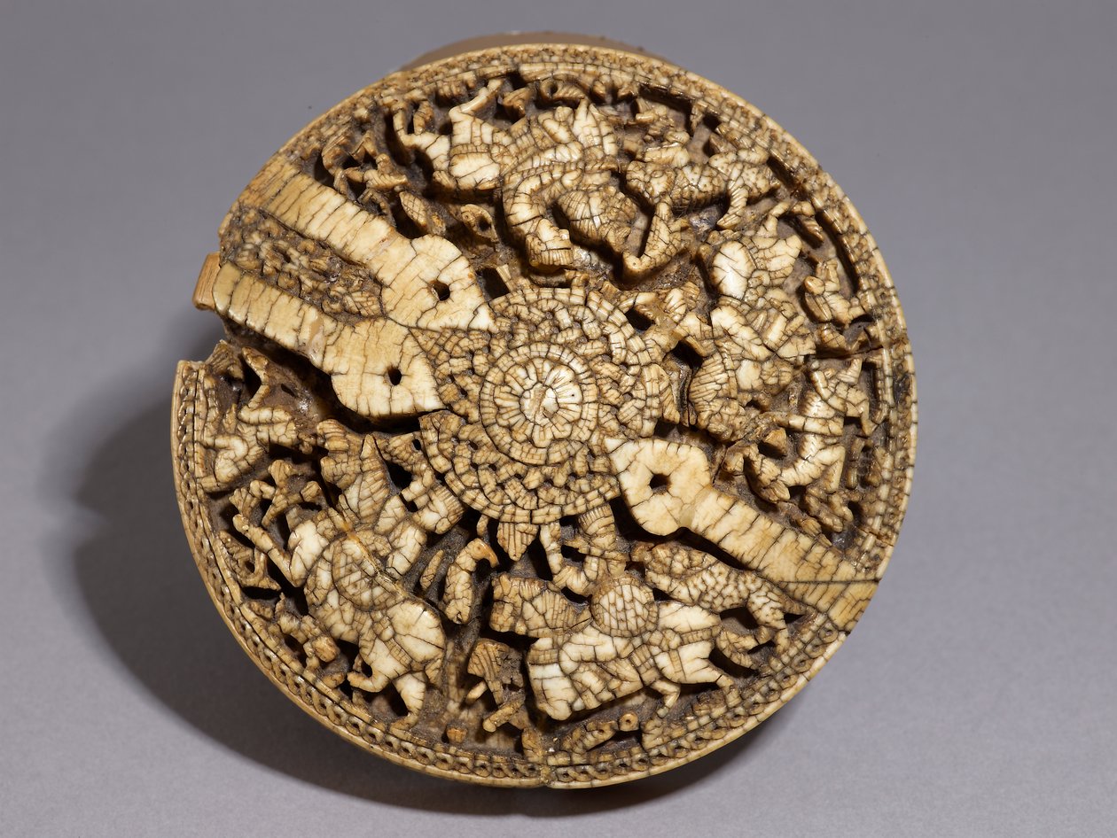 Lid of a Container Decorated with Four Huntsmen and Animals, Umayyad Period, 998-999 AD by Spanish School