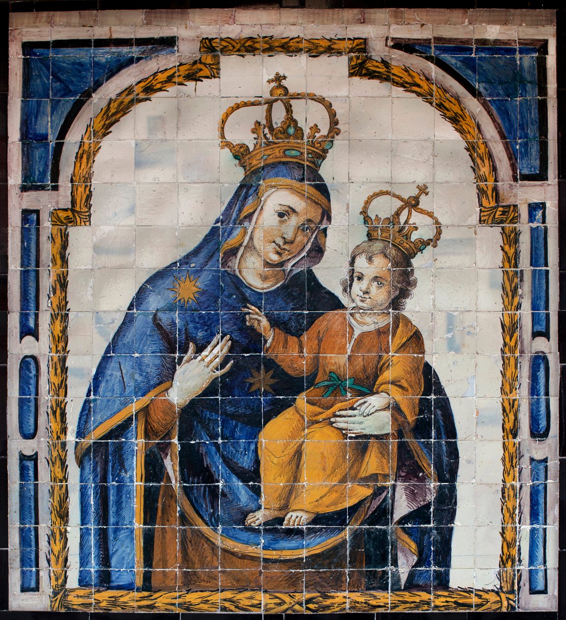 Our Lady of the People - Azulejos (faience) around 1670, by an anonymous Sevillian, from the convent of the people in Seville (Spain) - Museum of Fine Arts of Seville, Spain by Spanish School