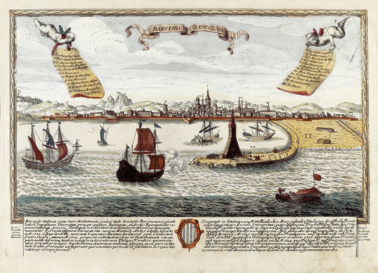Port of Barcelona, late 18th century by Spanish School