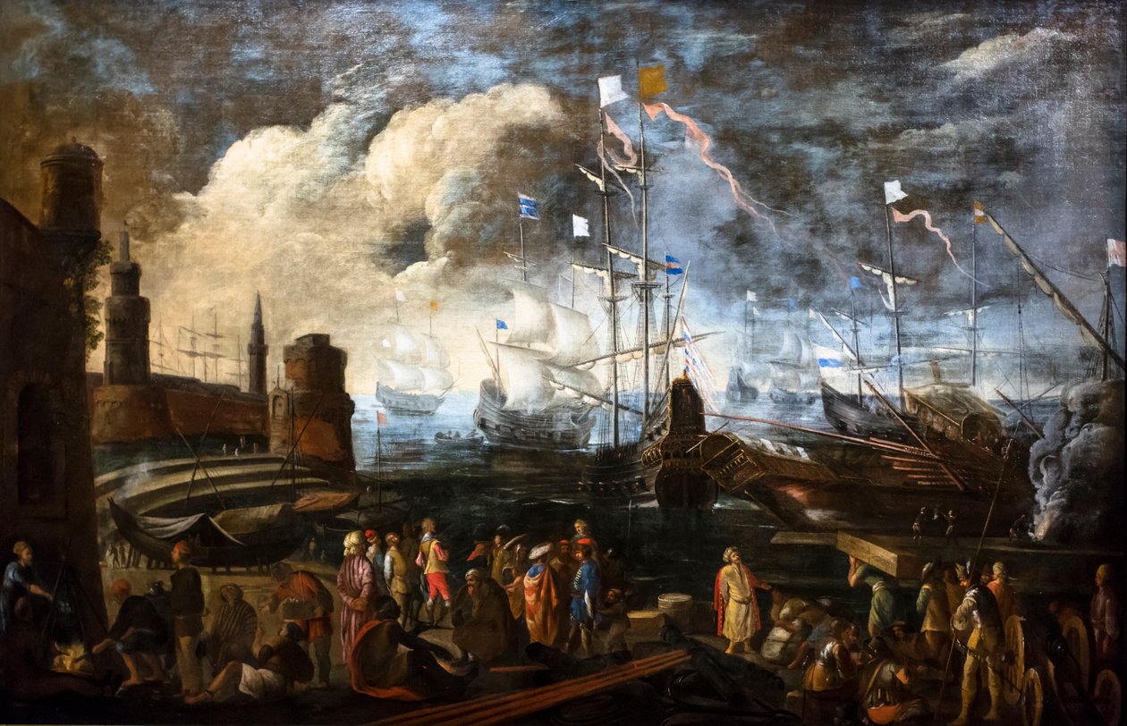 The Port of Oran by Spanish School