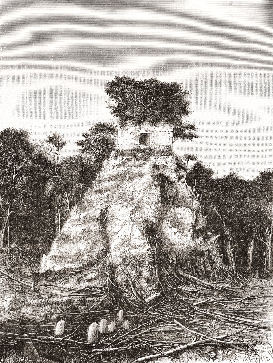 The Temple of the Jaguar at Tikal by Spanish School