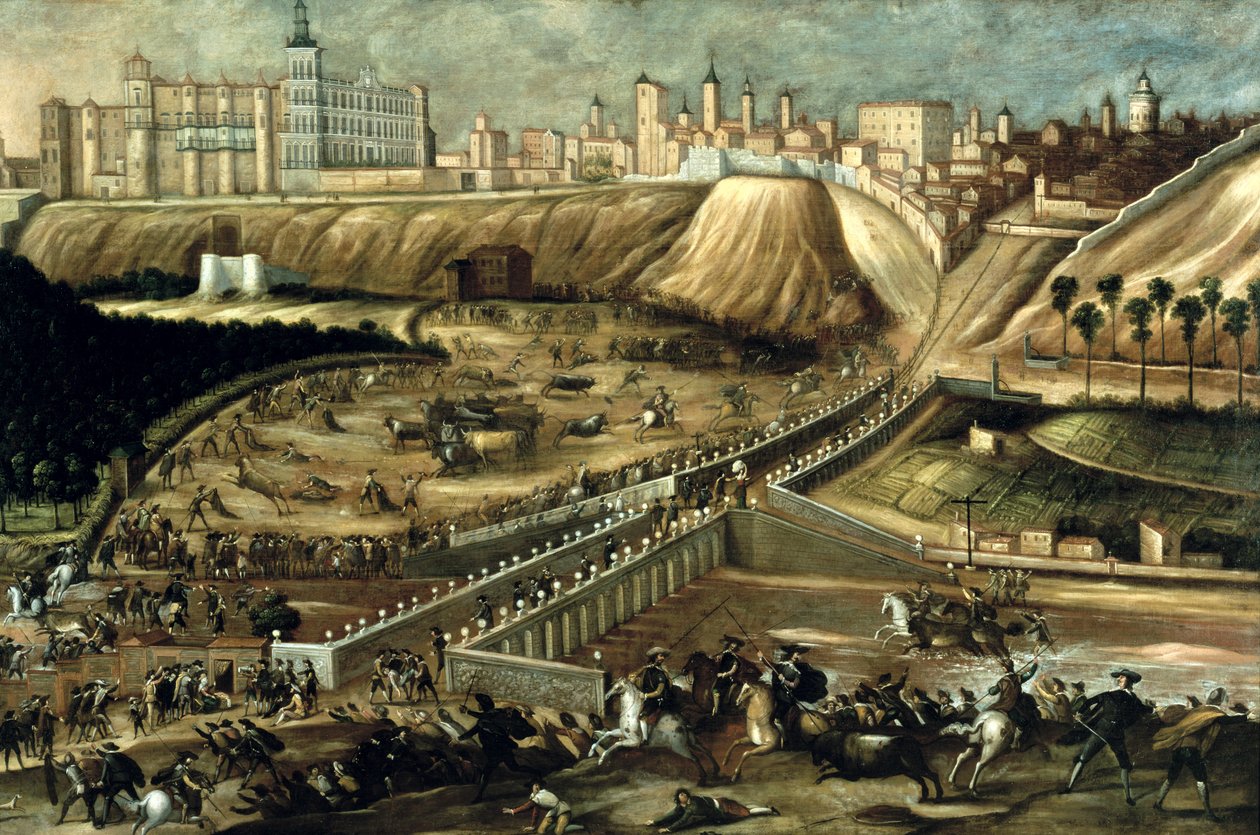 View of the Royal Palace and the Bridge of Segovia, Madrid by Spanish School