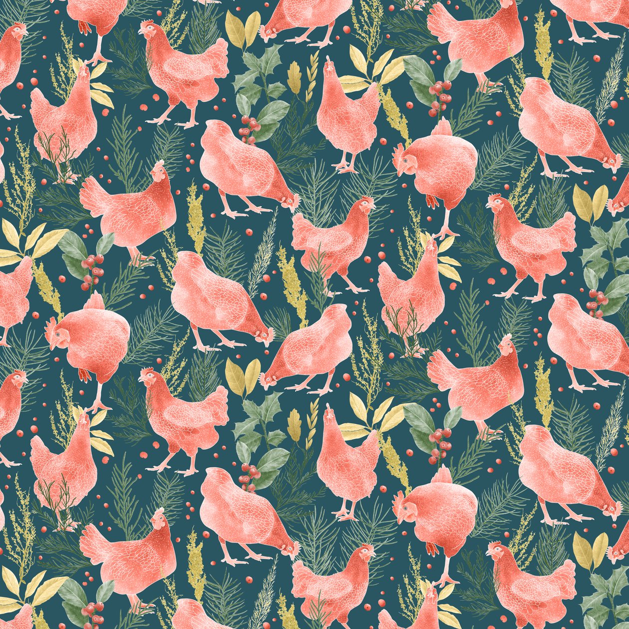Hens Pattern by Stacy Hsu: Highest-quality art reproduction