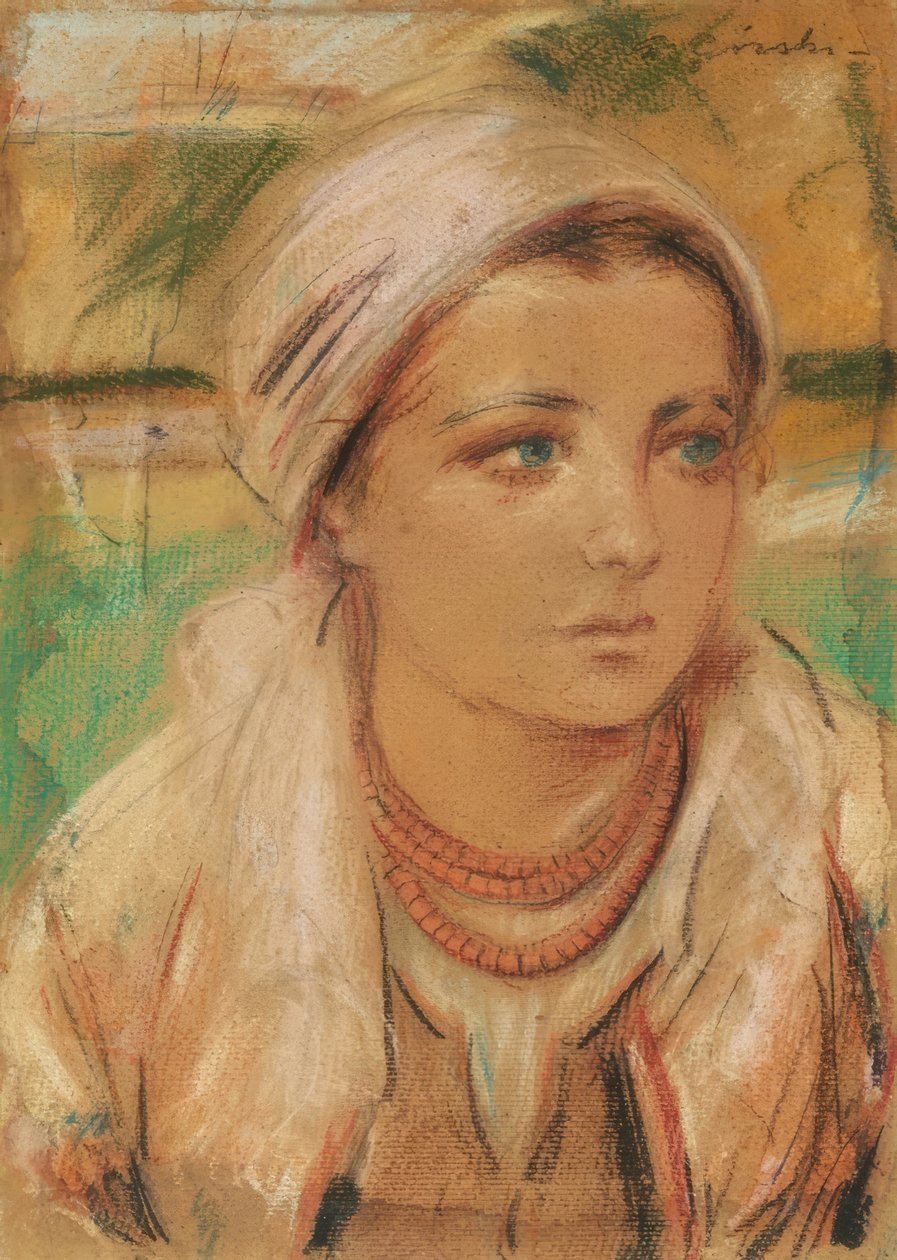Krakow Young Girl with Headscarf by Stanisław Górski
