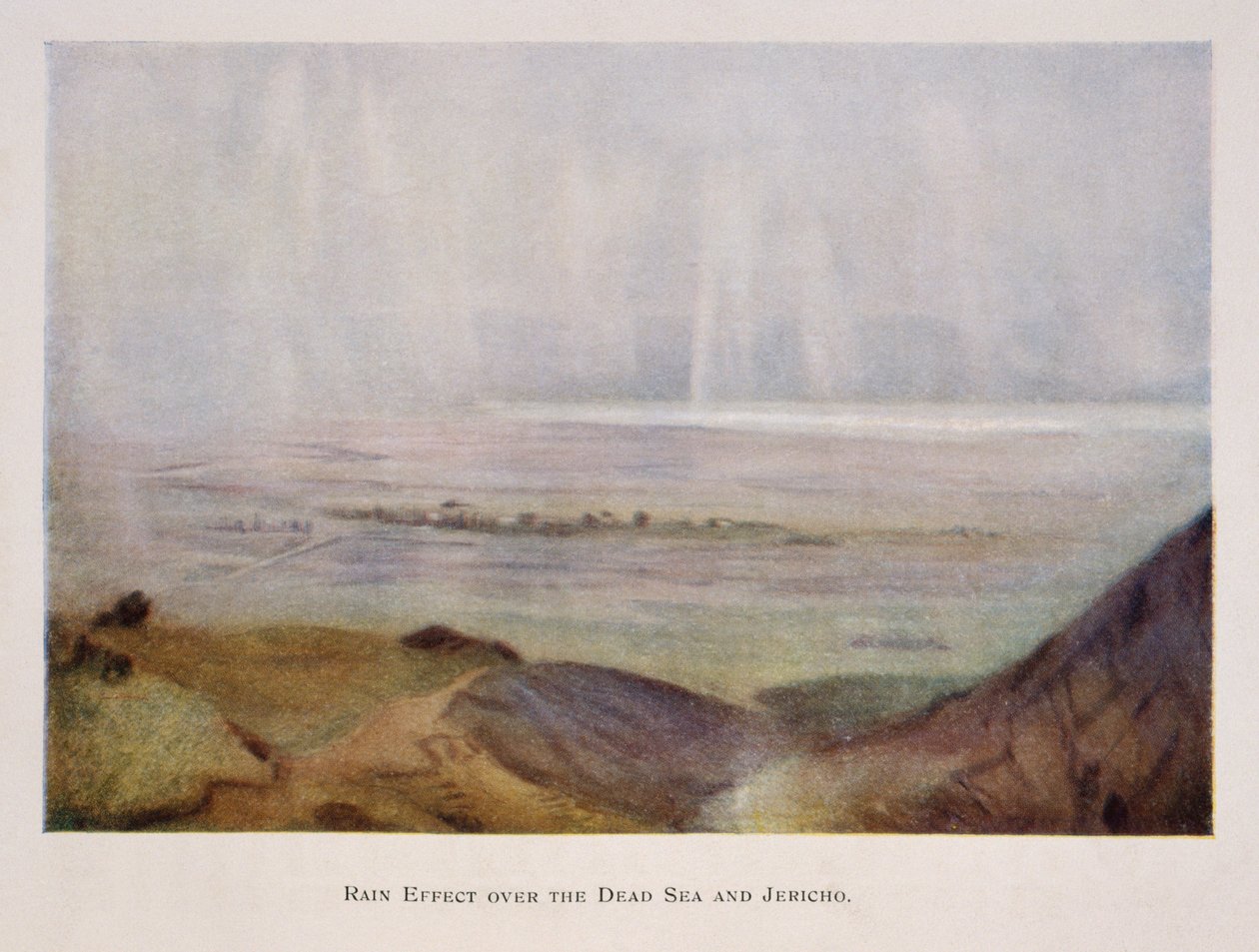 Rain falling over Jericho and the Dead Sea, Palestine 1906 by Stanley Inchbold