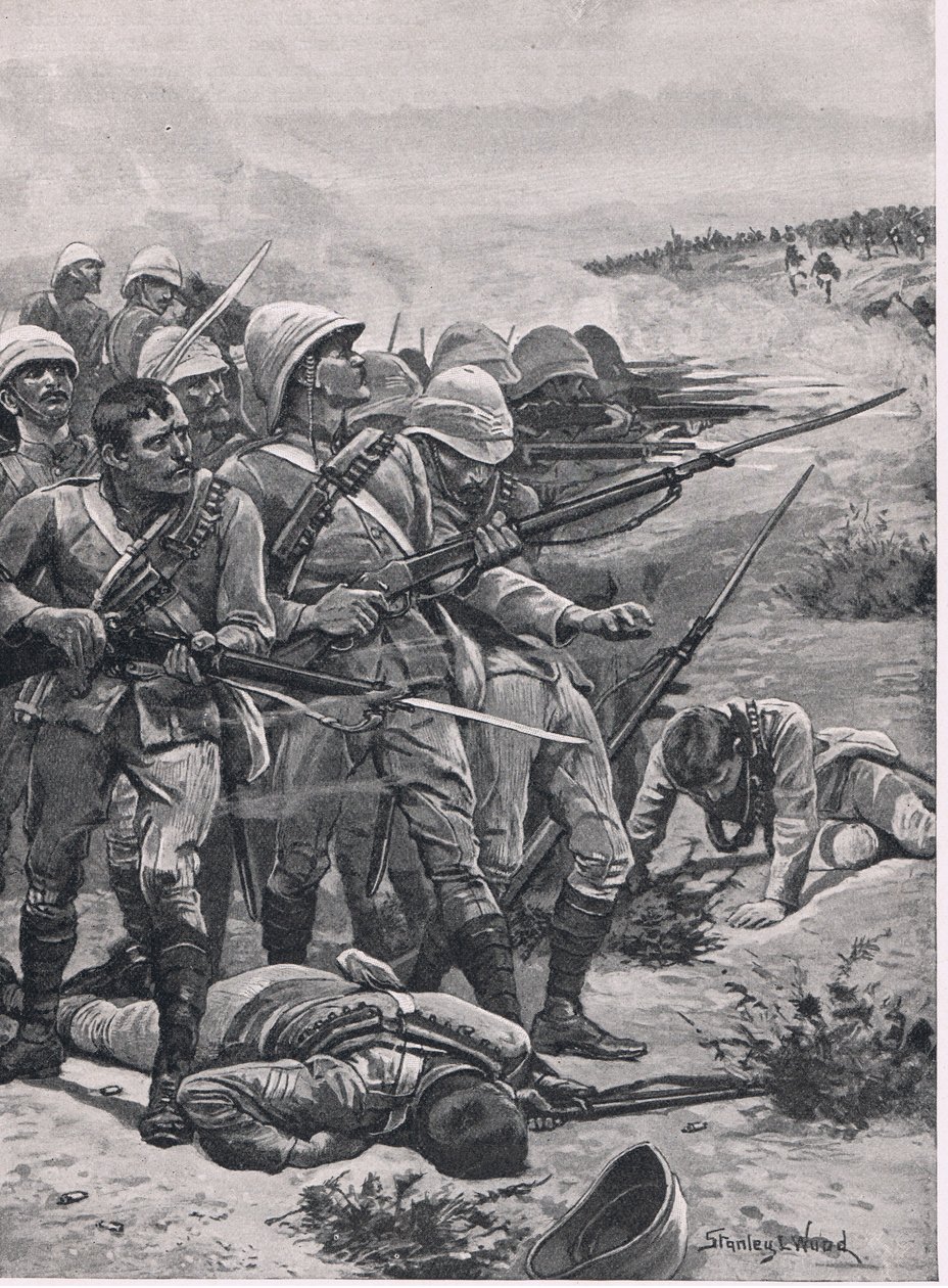 The Square at Abu-Kru, 19th January 1885 (Illustration from British Battles on Land and Sea, 1915) by Stanley L. Wood