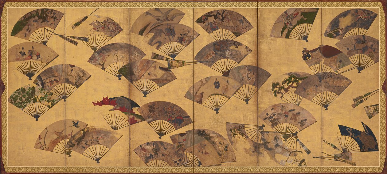Screen with Scattered Fans, Edo period, early 17th century by Sôtatsu