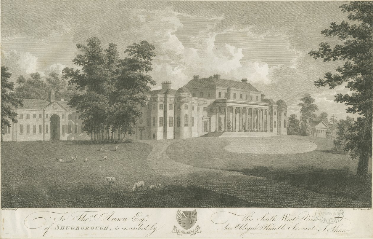 Shugborough Hall (engraving) by Stebbing Shaw