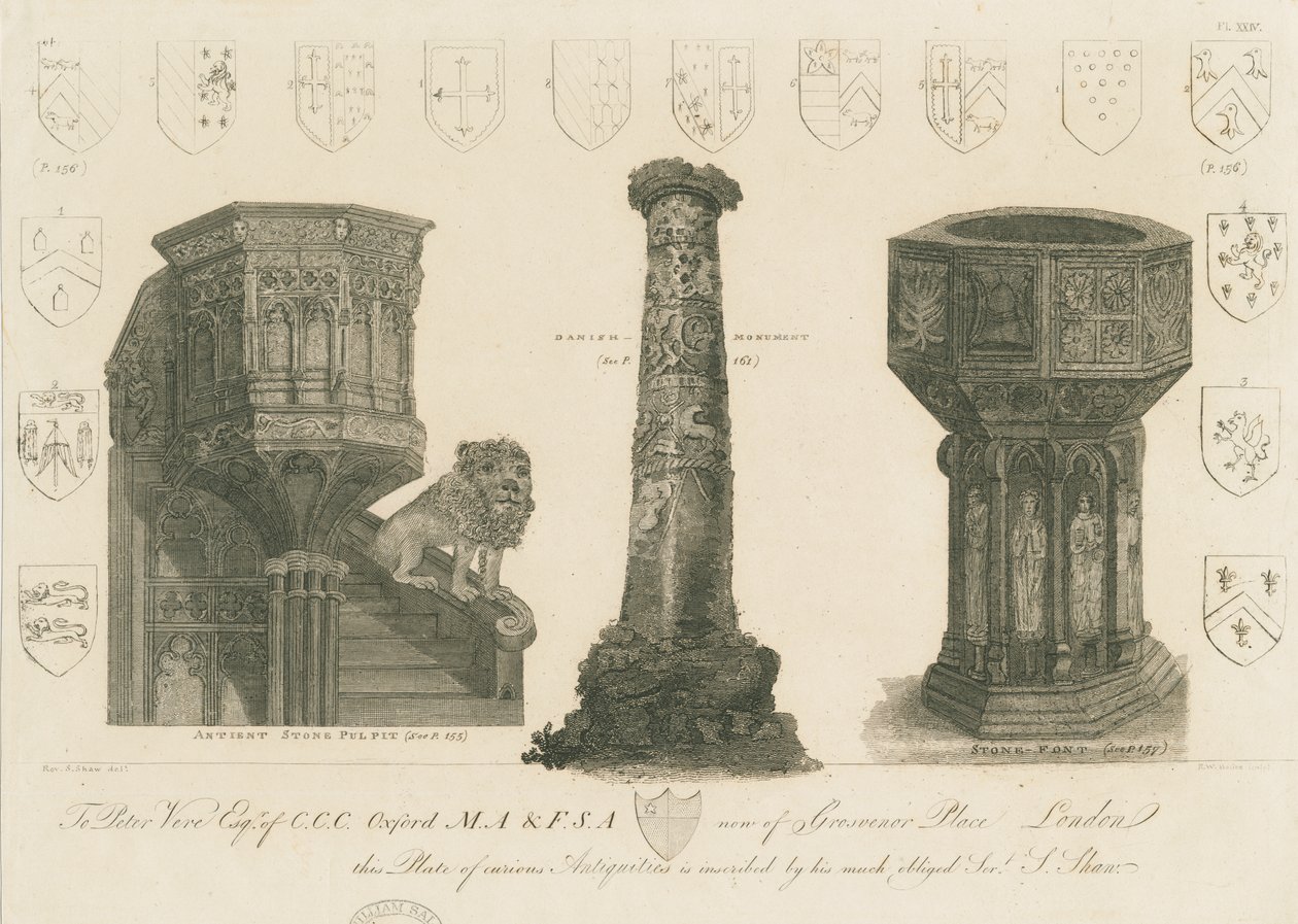 Wolverhampton - Pulpit, Pillar and Font in St. Peter