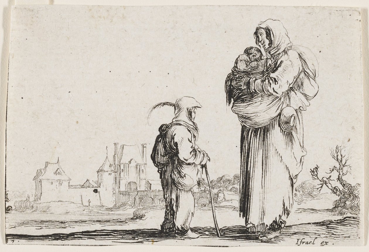 A Poor Woman Standing, Holding an Infant, From Caprices, Plate 7 by Stefano della Bella
