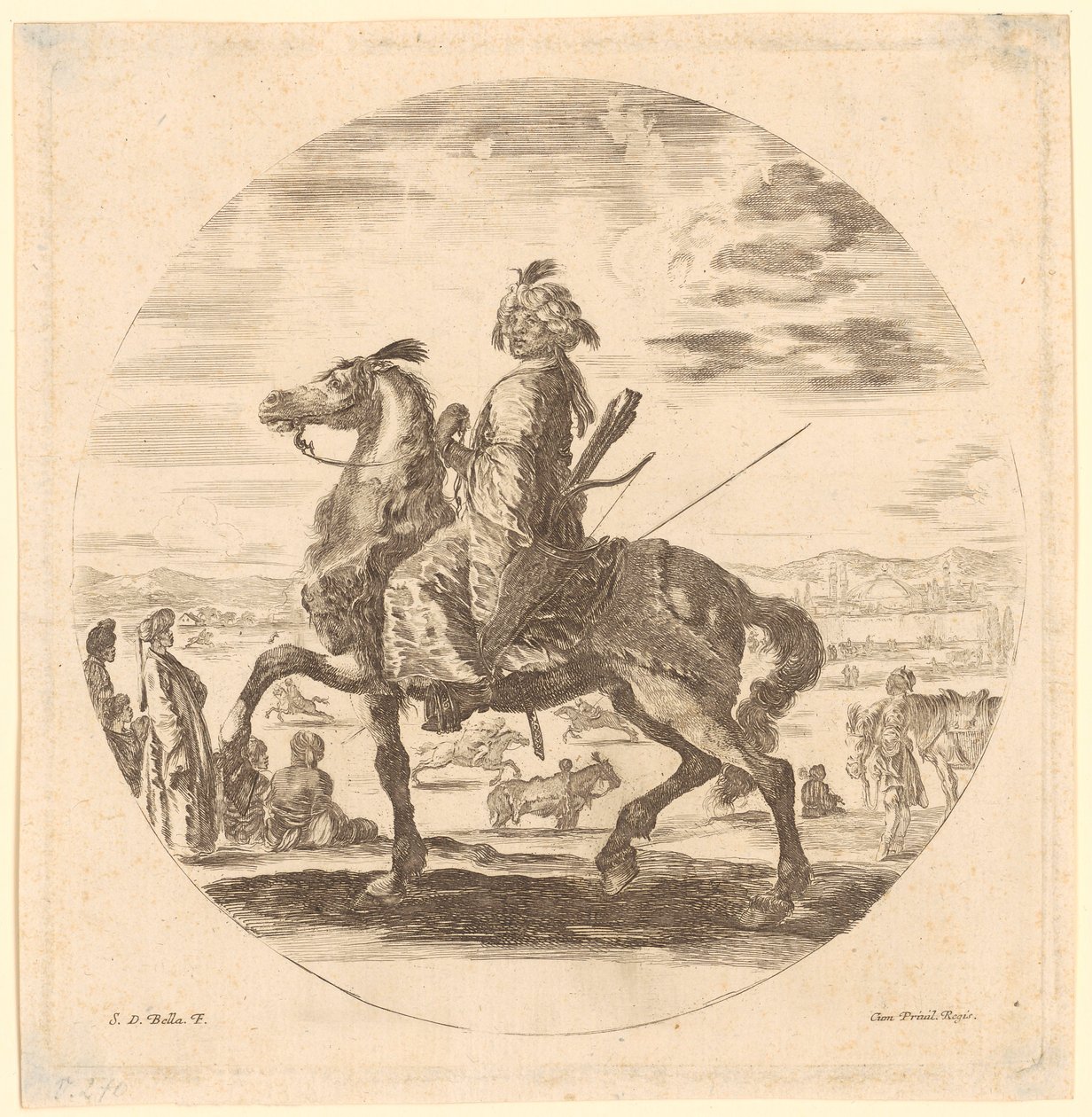 African Rider in Profile Facing Left by Stefano della Bella