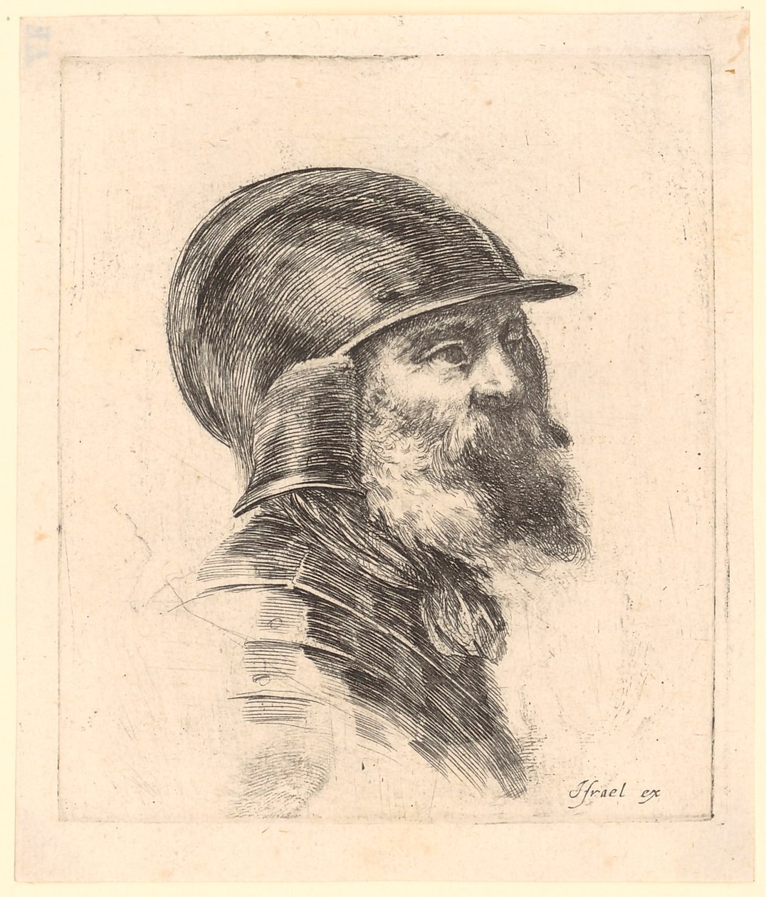 Bearded Man with Helmet in Three-Quarter Profile to the Right by Stefano della Bella