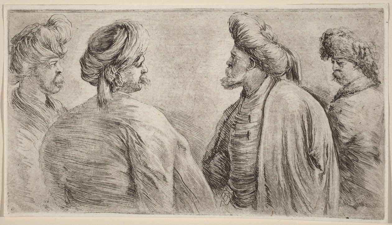Four Turks Wearing Turbans by Stefano della Bella