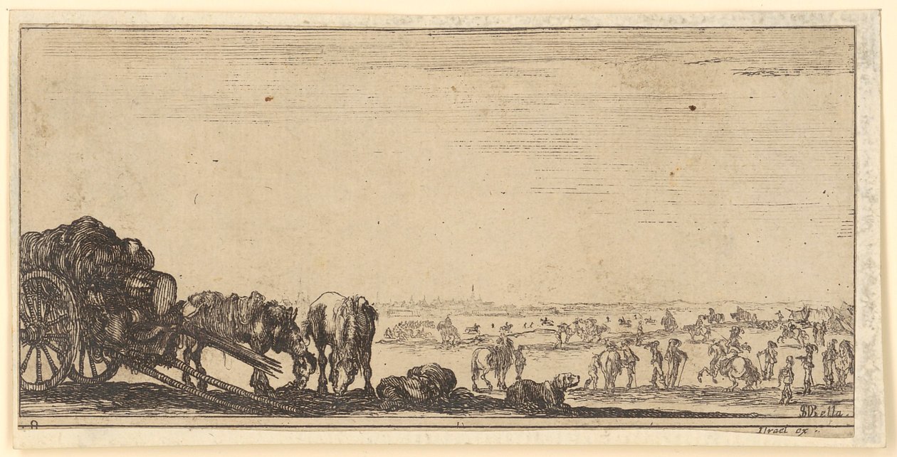 Cart with Two Horses by Stefano della Bella