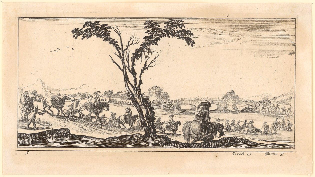 Cavalry Crossing a River by Stefano della Bella