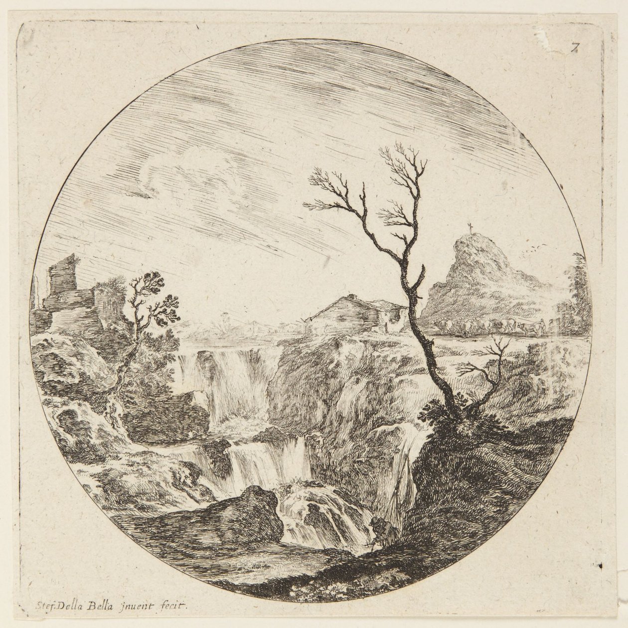 Landscape (Landscapes and Ruins of Rome, 7) by Stefano della Bella