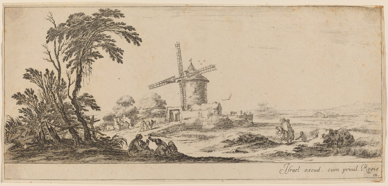 Landscape with Windmill by Stefano della Bella