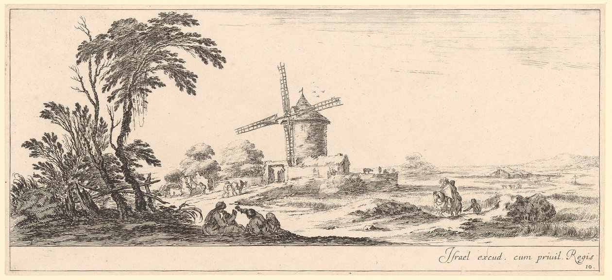Landscape with Windmill by Stefano della Bella