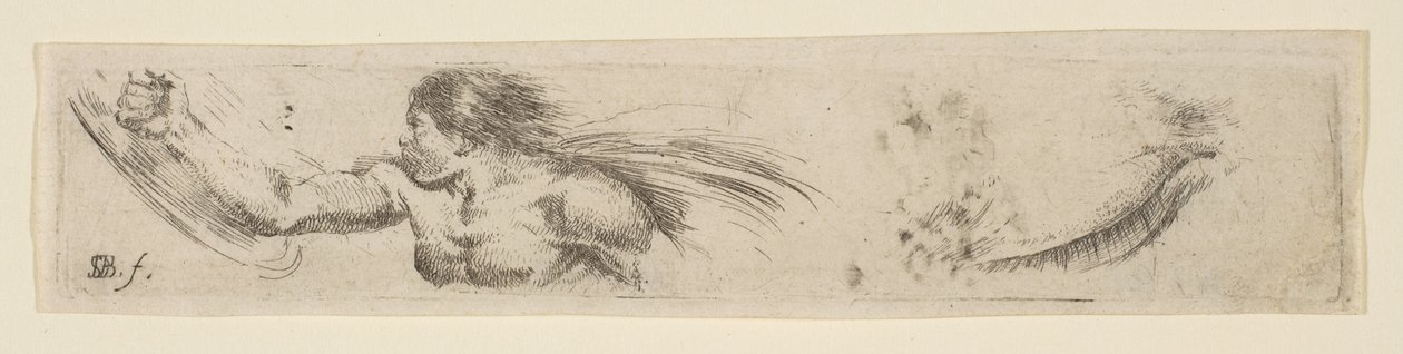 Plate 19: Torso of a Man with a Shield and Eye Study, from 