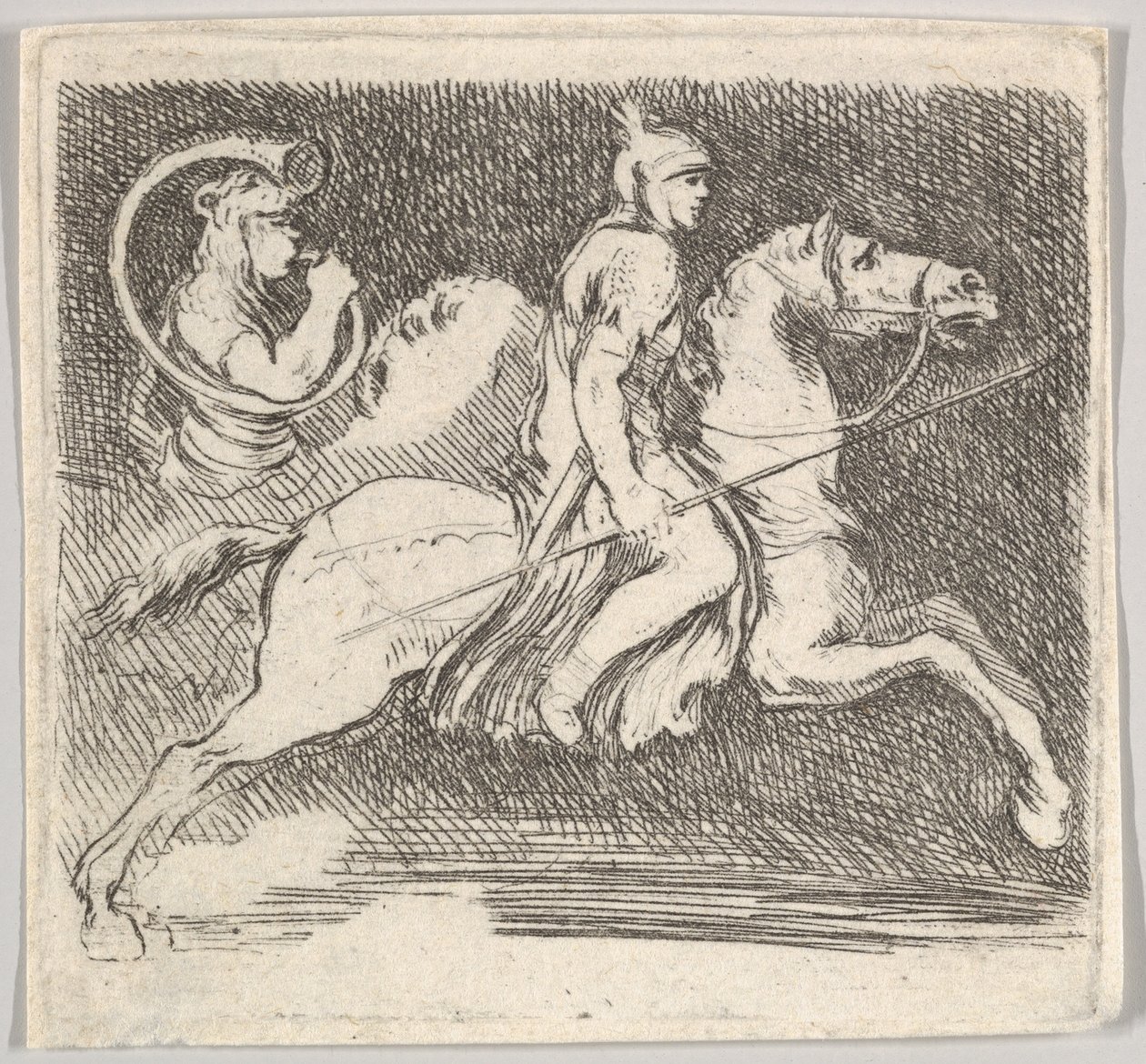 A Soldier in Profile Galloping to the Right Holding a Lance, ca. 1646 by Stefano della Bella