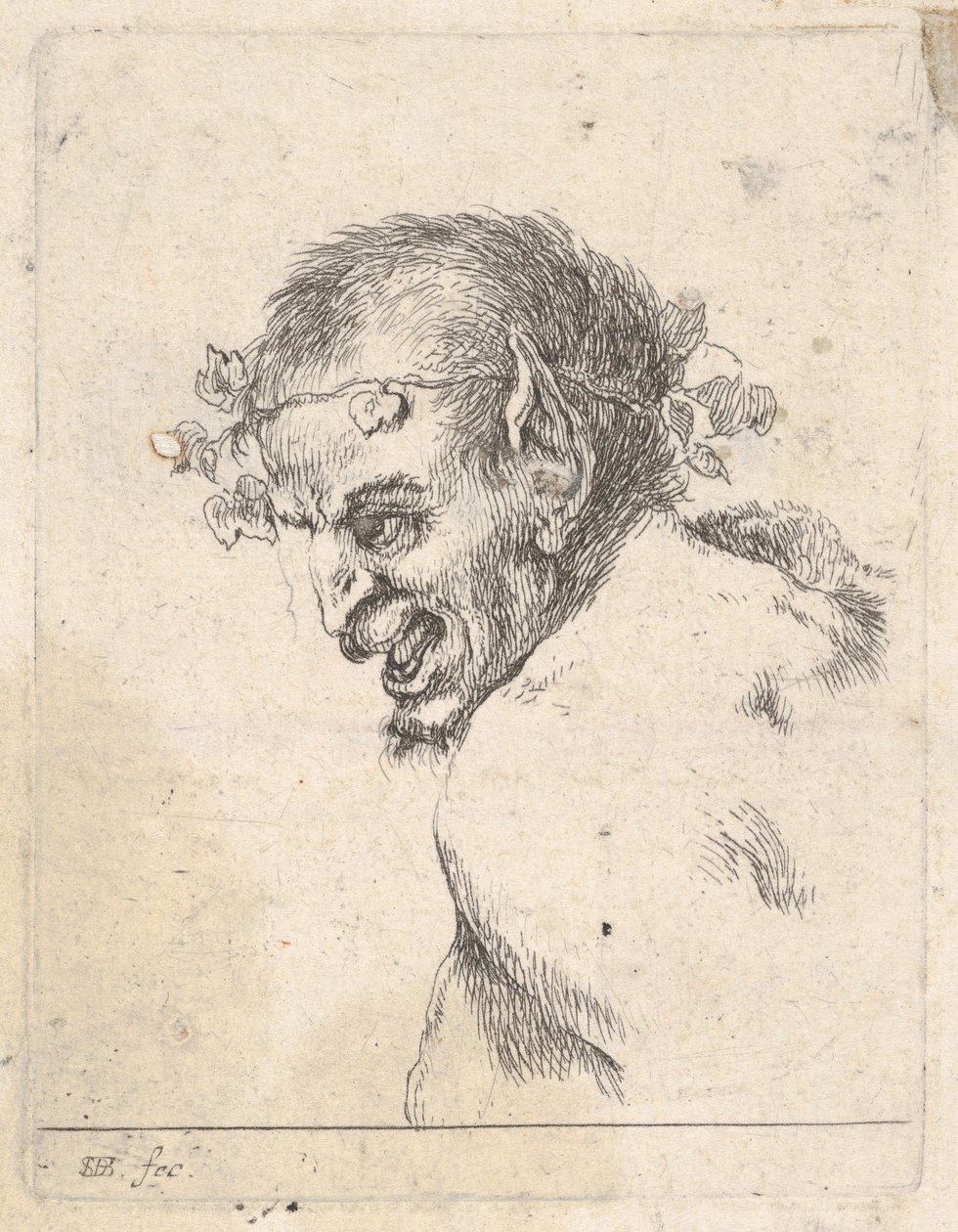 Plate 29: bust of a laughing satyr, facing left in profile, from 