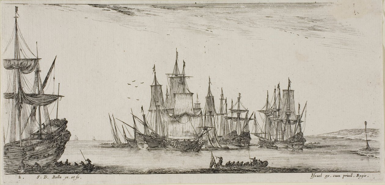 Plate Two from Various Embarkments by Stefano della Bella
