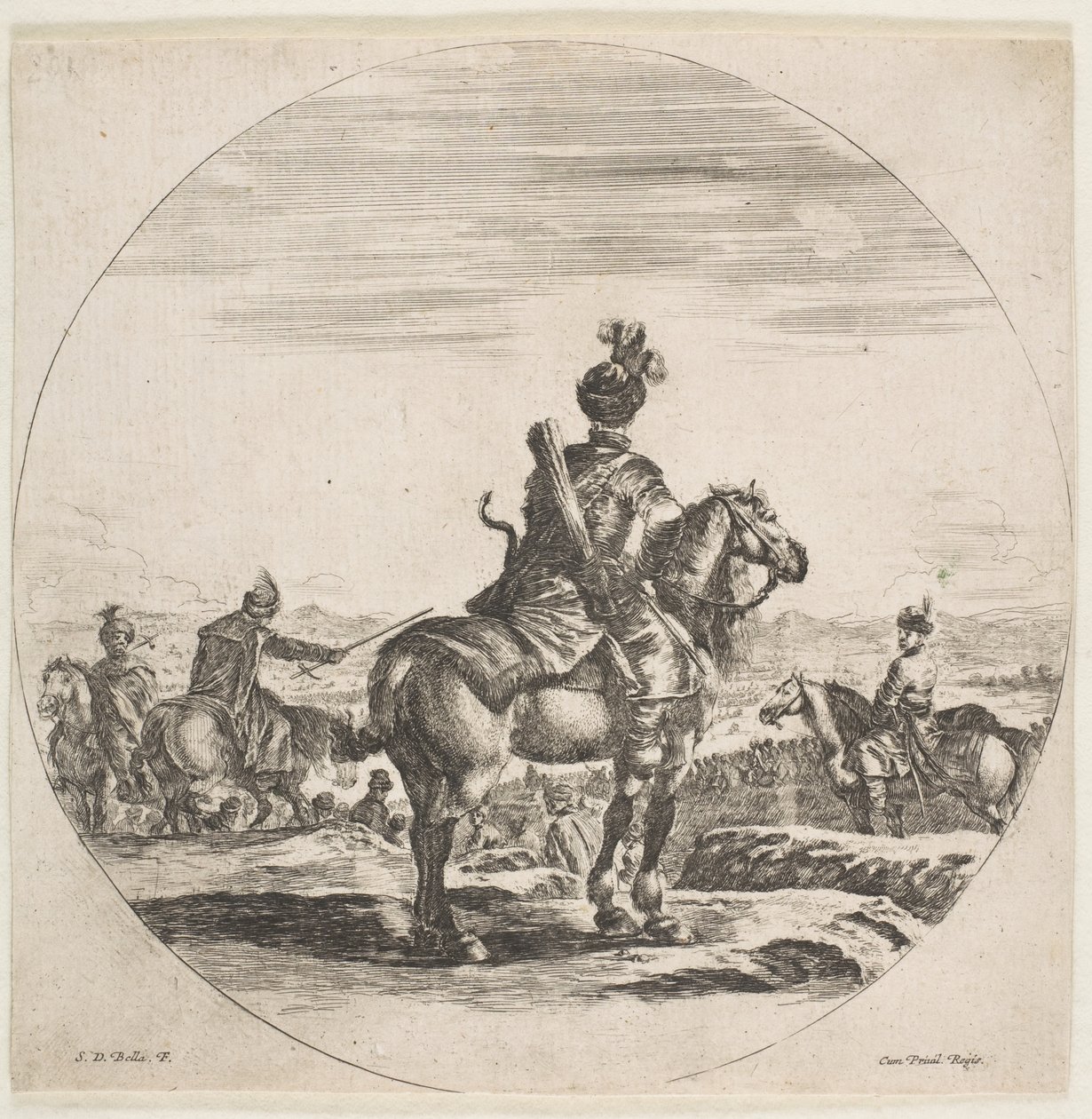 Polish Horseman with a Bow and Arrow, Seen from Behind by Stefano della Bella