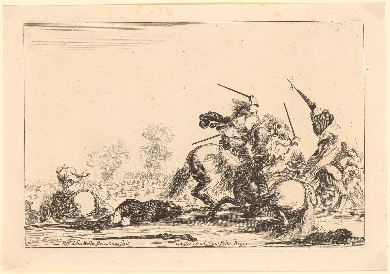 Cavalry Battle, Plate 4 from the Series "Various Figures" by Stefano della Bella