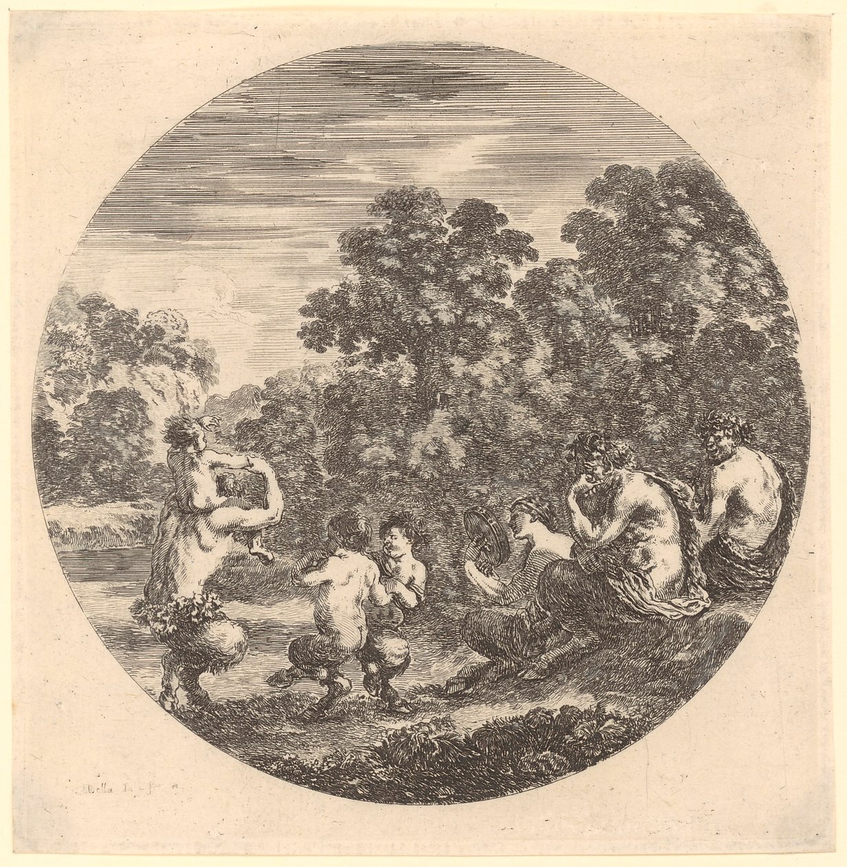 Satyr Family Making Music and Dancing, Sheet 6 of the Series 