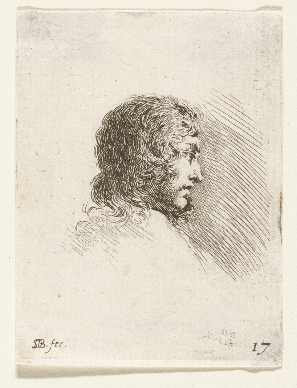Head of a Young Man in Right Profile by Stefano della Bella