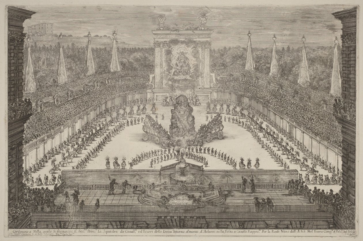 The Prince of Tuscany, His Horse Troops and Carriages around Mount Atlas by Stefano della Bella