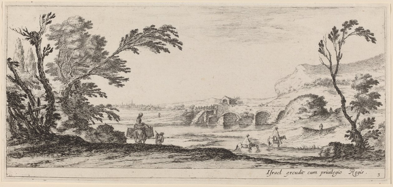 Travelers Fording a Stream, in or before 1647 by Stefano della Bella