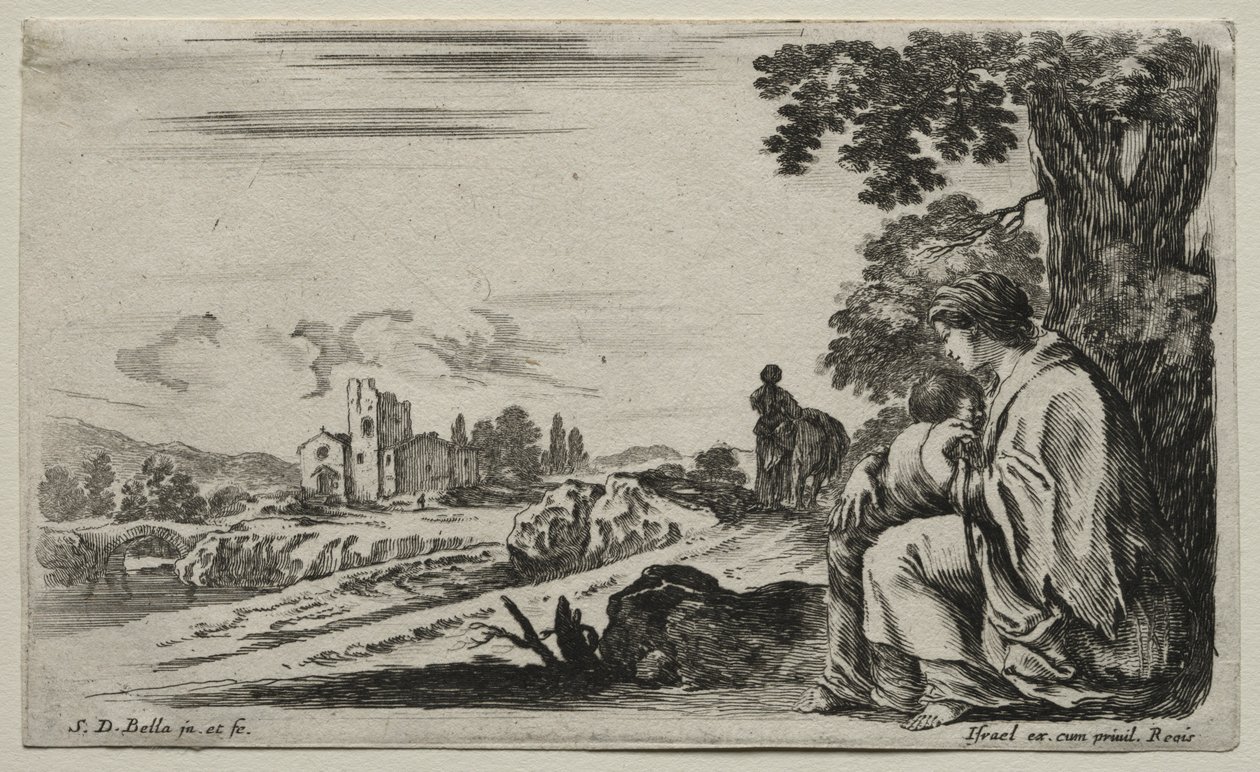Various Figures and Landscapes: A Poor Nurse Seated under a Tree, 1649 by Stefano della Bella