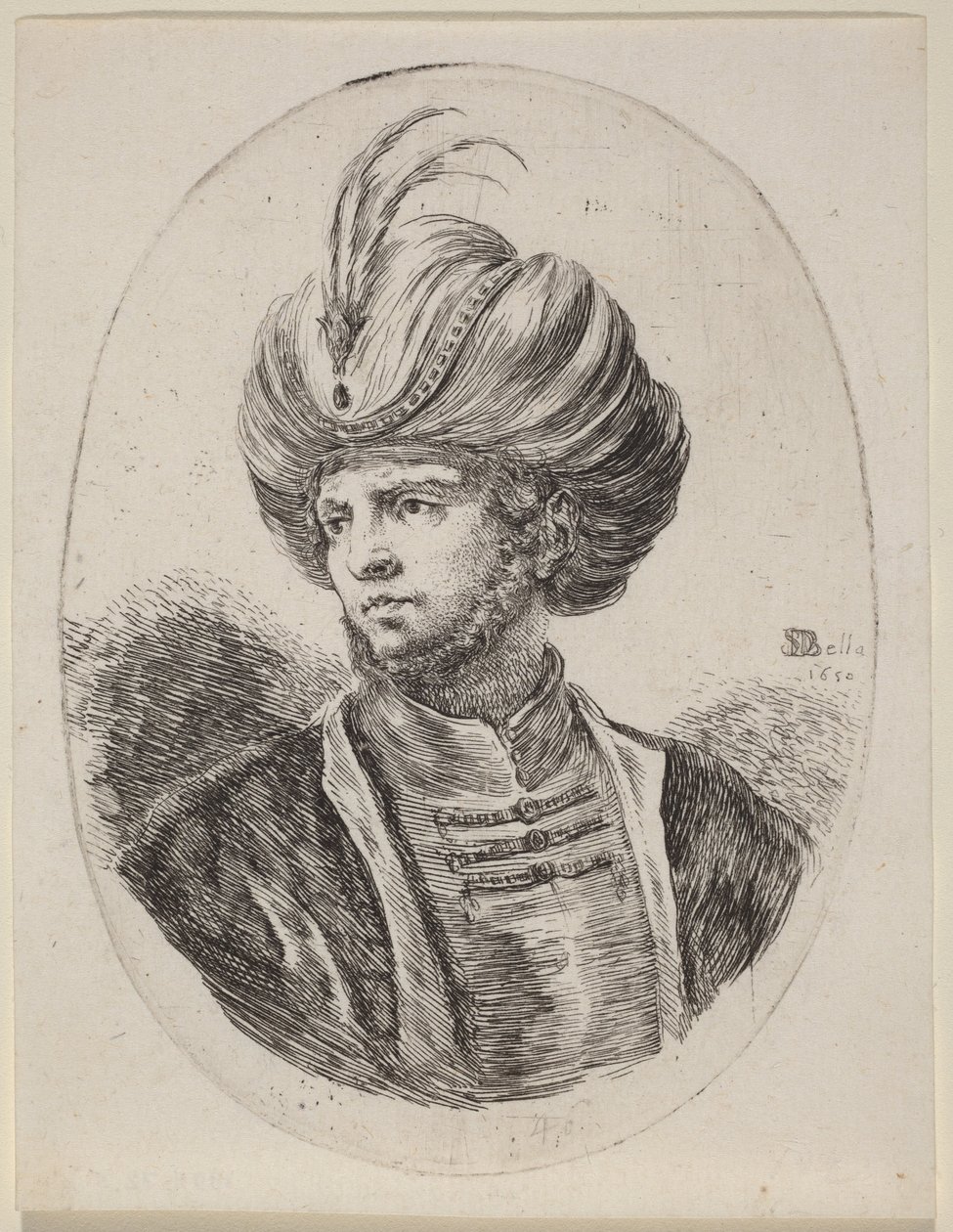 Young Moor with a Slight Beard and Feathered Turban, Turned to the Left by Stefano della Bella