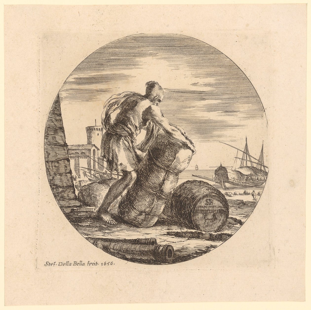 Forced Laborers Transporting Goods by Stefano della Bella