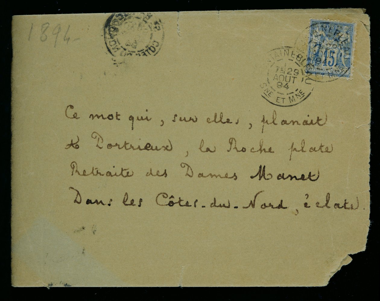 Envelope of a letter to Berthe Morisot, 1894 by Stephane Mallarme